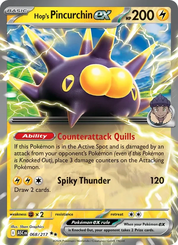 Carta Pokémon Hop's Pincurchin ex 068/217 Ascended Heroes