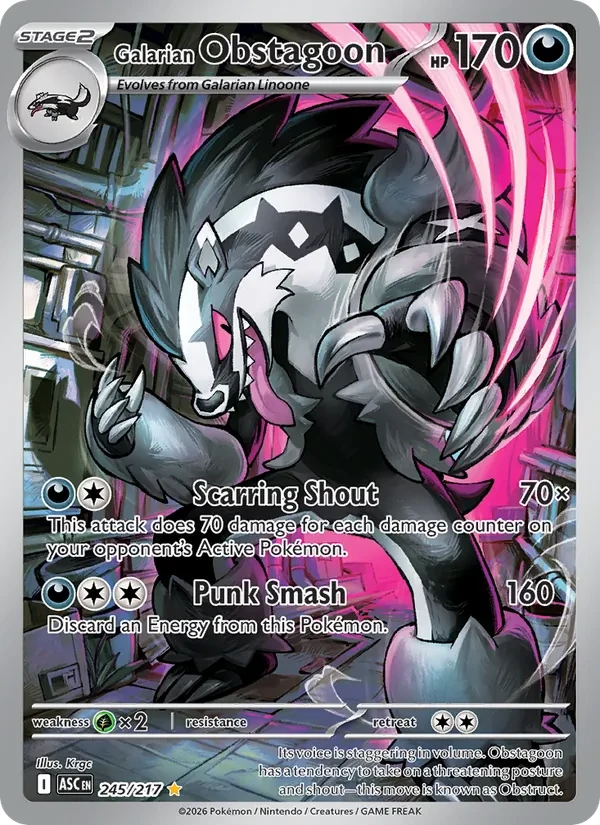 Galarian Obstagoon 245/217 Ascended Heroes Pokémon card