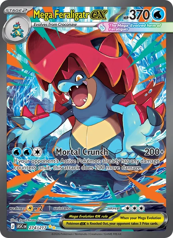 Mega Feraligatr ex 274/217 Ascended Heroes Pokémon kaart