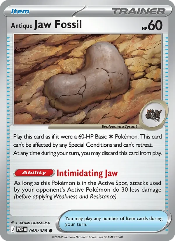 Carte Pokémon Antique Jaw Fossil 068/88 Perfect Order