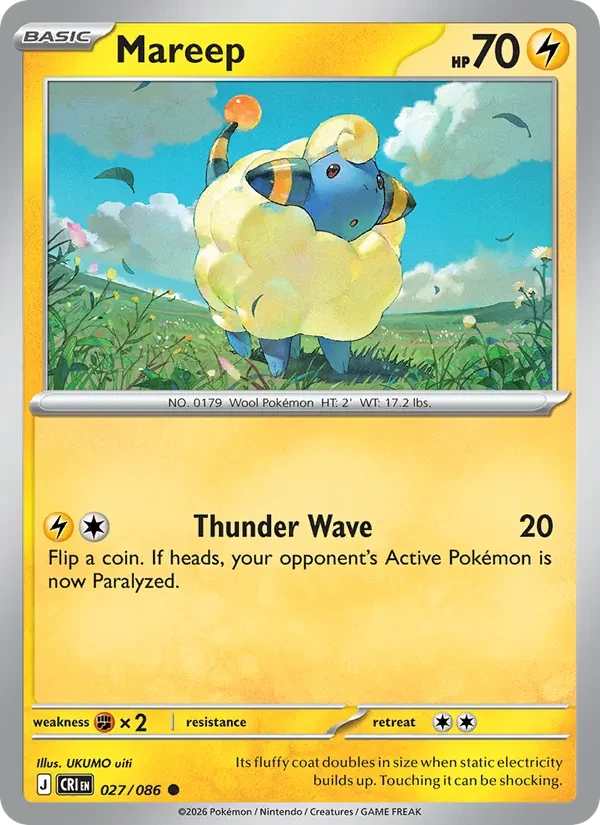 Mareep 027/86 Chaos Rising Pokémon card
