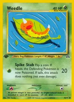 Weedle 70/75 Neo Discovery Pokémon card