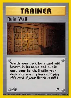 Ruin Wall 74/75 Neo Discovery Pokémon card