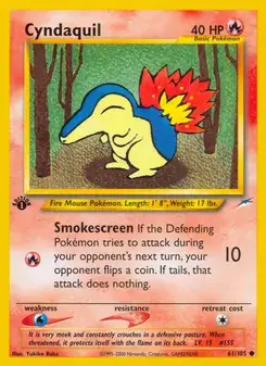 Cyndaquil 61/105 Neo Destiny Pokémon card