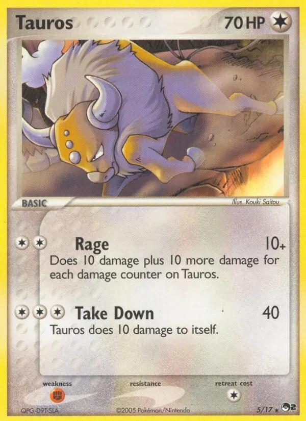 Tauros 5/17 POP Series 2 Pokémon card