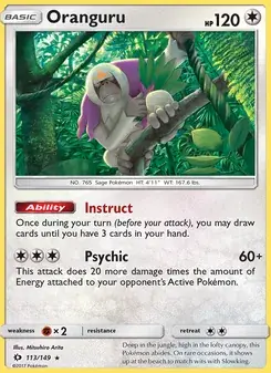 Oranguru 113/149 Sun & Moon Pokémon card