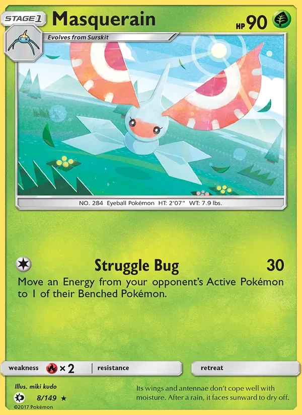 Masquerain 8/149 Sun & Moon Pokémon card