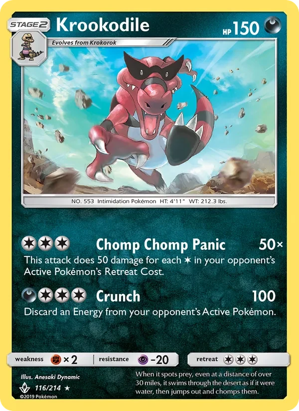 Krookodile 116/214 Unbroken Bonds Pokémon card