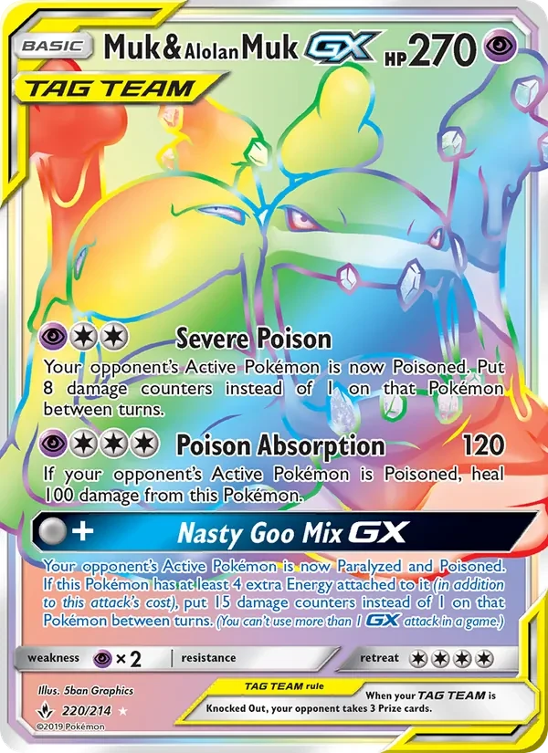 Muk & Alolan Muk GX 220/214 Unbroken Bonds Pokémon card