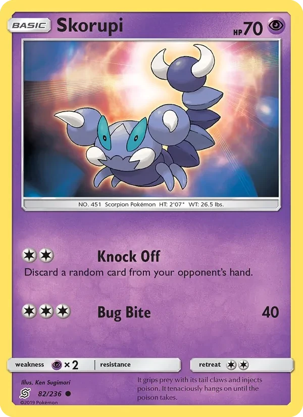 Skorupi 82/236 Unified Minds Pokémon card