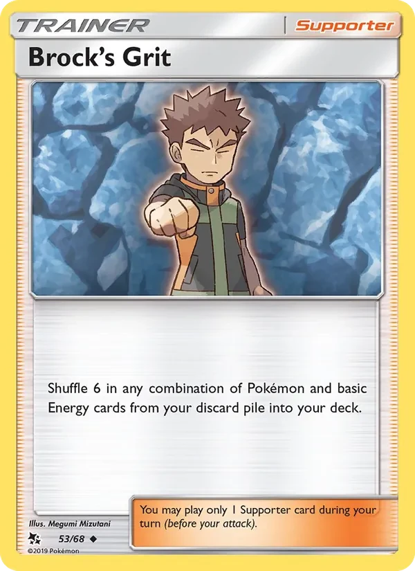 Brock’s Grit 53/68 Hidden Fates Pokémon card