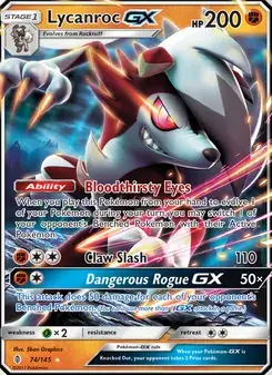 Lycanroc GX 74/145 Guardians Rising Pokémon card