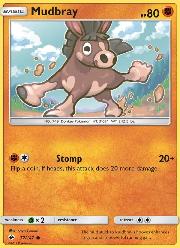 Mudbray 77/147 Burning Shadows Pokémon Karte