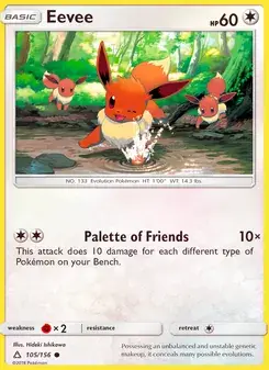 Eevee 105/156 Ultra Prism Pokémon card
