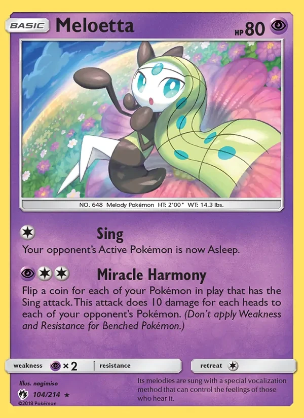 Meloetta 104/214 Lost Thunder Pokémon card