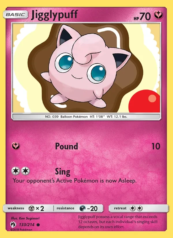 Jigglypuff 133/214 Lost Thunder Pokémon card