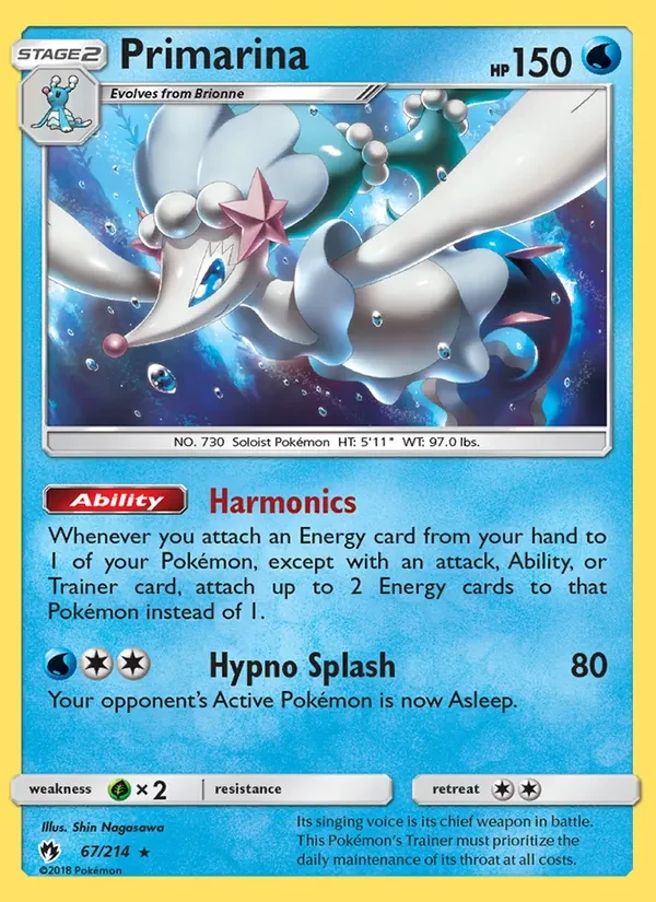 Primarina 67/214 Lost Thunder Pokémon Karte