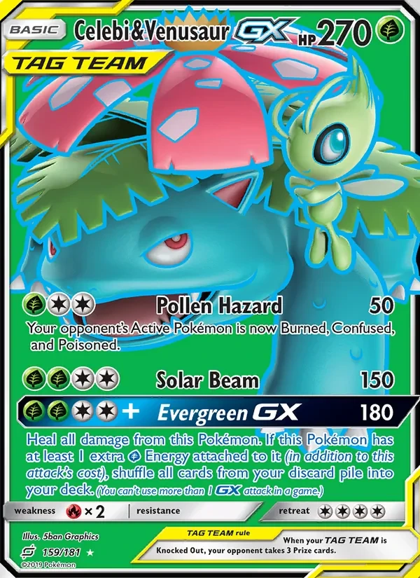 Celebi & Venusaur GX 159/181 Team Up Pokémon card