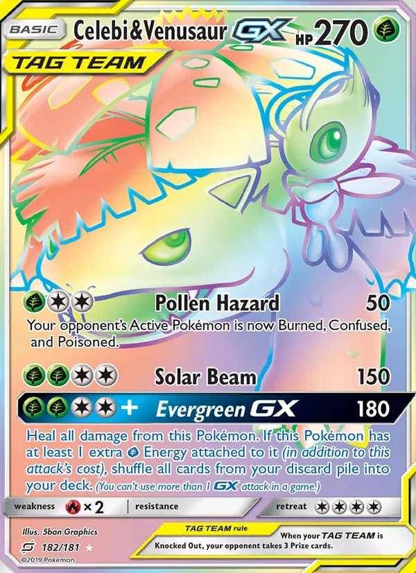 Celebi & Venusaur GX 182/181 Team Up Pokémon card