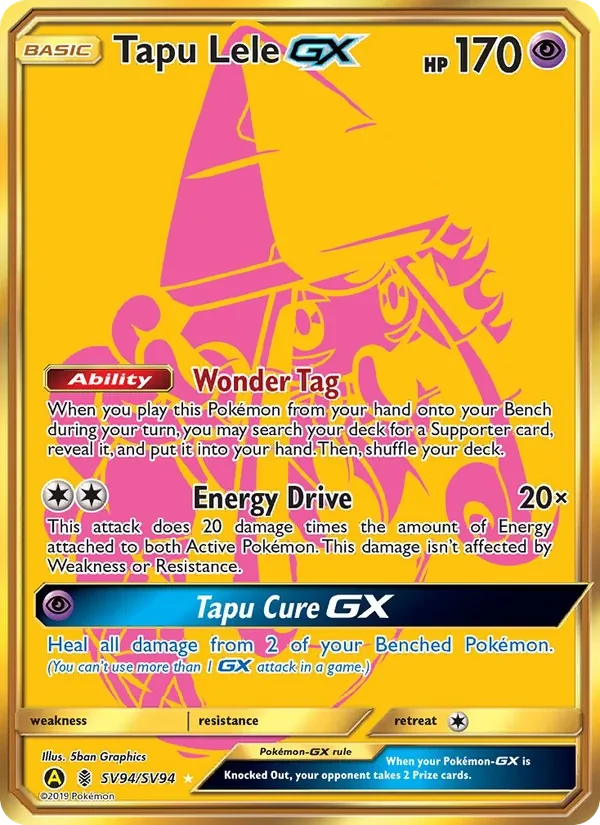 Tapu Lele-GX SV94 Hidden Fates Shiny Vault Pokémon kaart