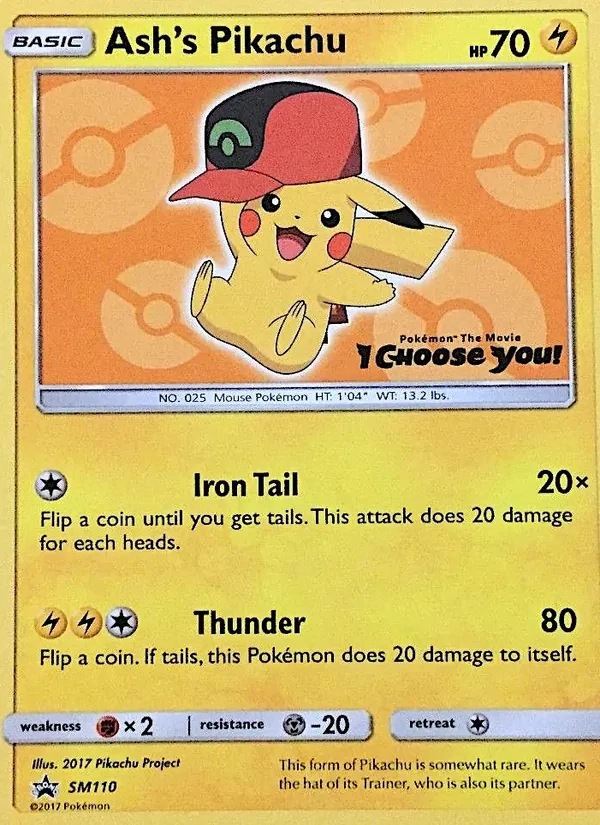 Ash's Pikachu SM110 SM Black Star Promos Pokémon card