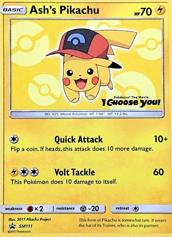 Ash's Pikachu SM111 SM Black Star Promos Pokémon Karte
