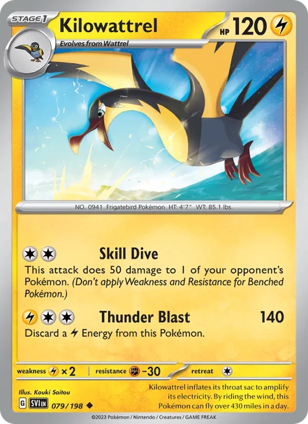 Kilowattrel 079/198 Scarlet & Violet Pokémon card