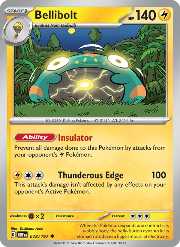 Bellibolt 078/197 Obsidian Flames Pokémon card