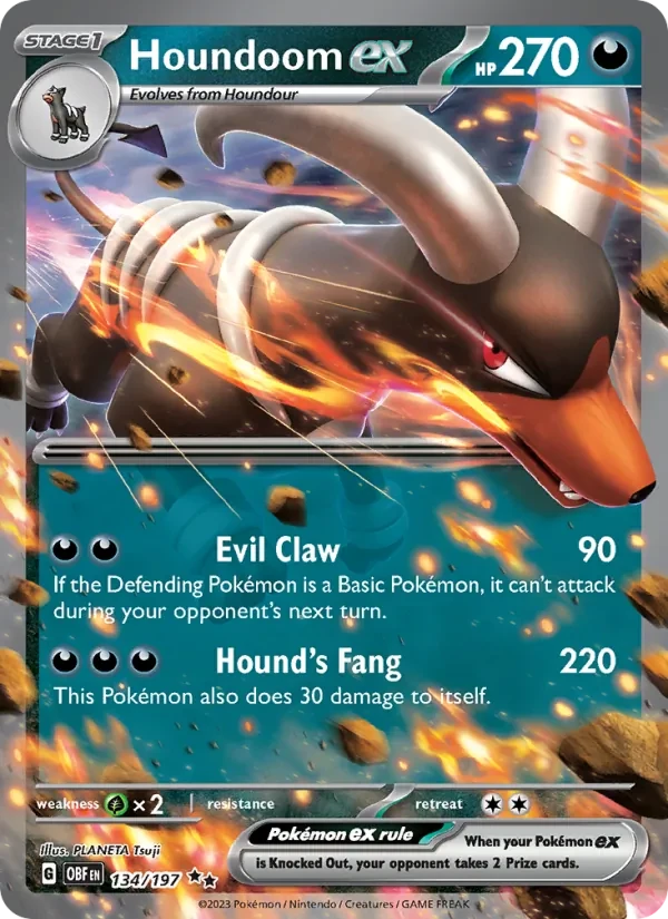 Houndoom ex 134/197 Obsidian Flames Pokémon card