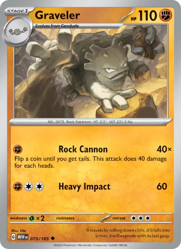 Graveler 075/165 151 Pokémon card