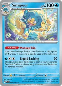 Simipour 042/182 Paradox Rift Pokémon card