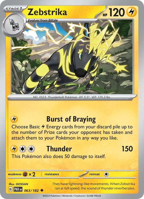 Zebstrika 063/182 Paradox Rift Pokémon card
