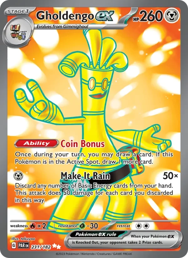 Gholdengo ex 231/182 Paradox Rift Pokémon card
