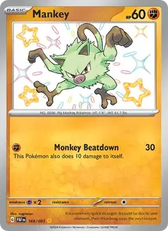 Mankey 169/91 Paldean Fates Pokémon card