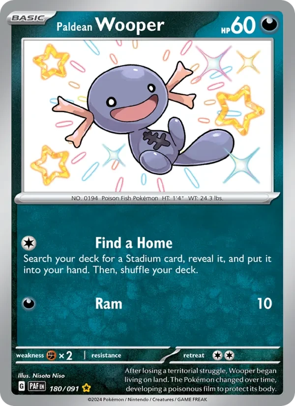 Paldean Wooper 180/91 Paldean Fates Pokémon card