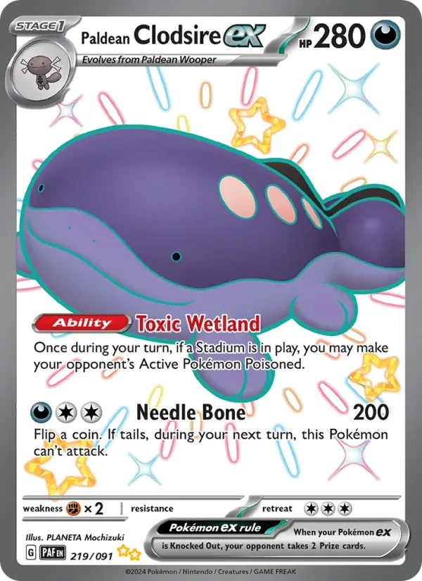 Carta Pokémon Paldean Clodsire ex 219/91 Paldean Fates