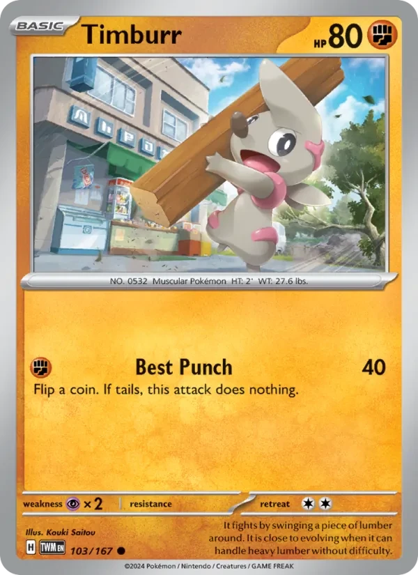 Timburr 103/167 Twilight Masquerade Pokémon card