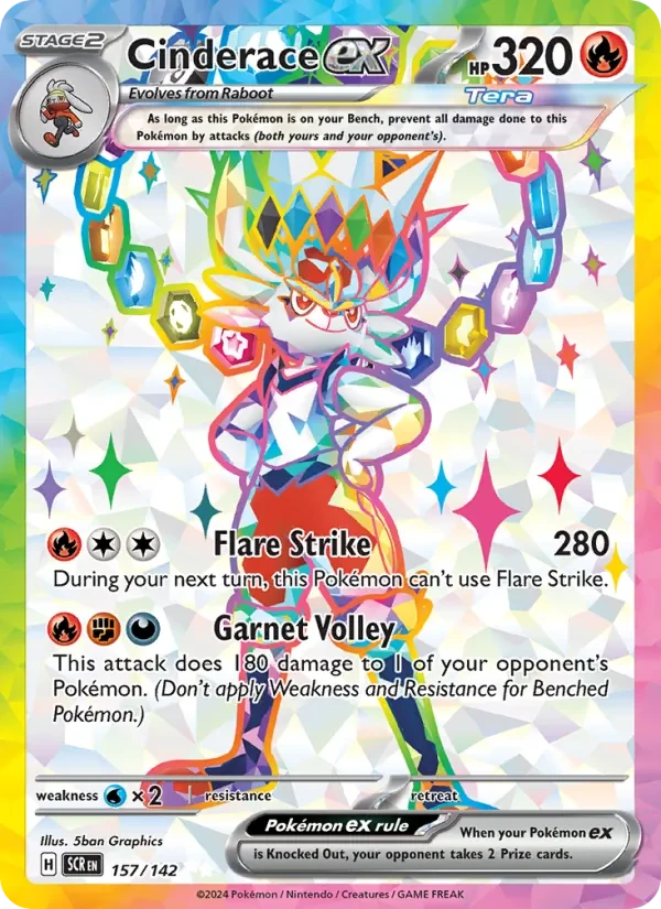 Cinderace ex 157/142 Stellar Crown Pokémon card
