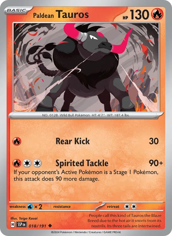 Paldean Tauros 018/191 Surging Sparks Pokémon card