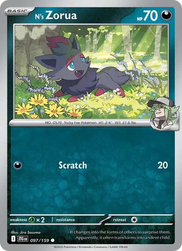 N's Zorua 097/159 Journey Together Pokémon card