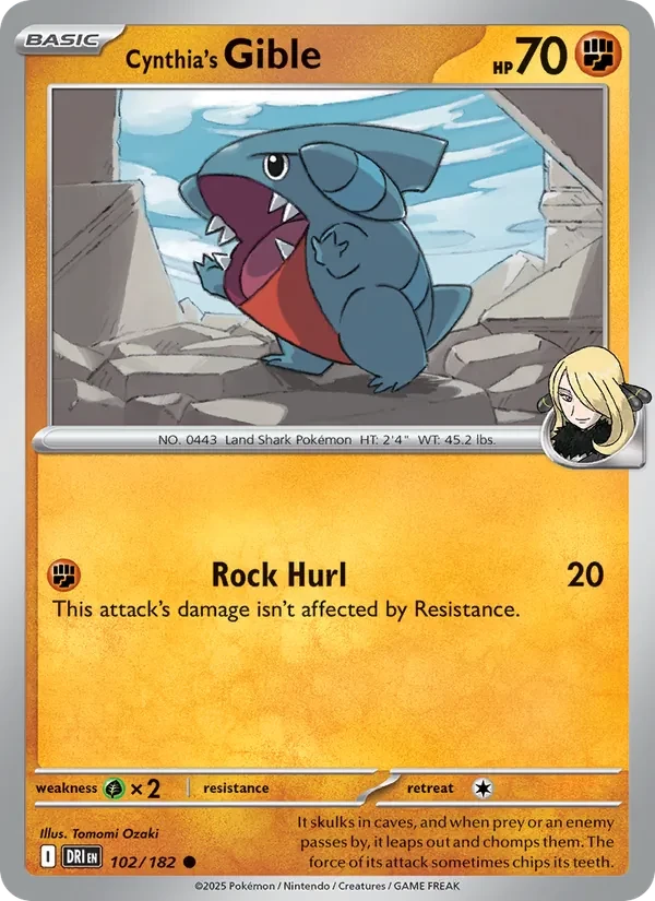 Carte Pokémon Cynthia's Gible 102/182 Destined Rivals