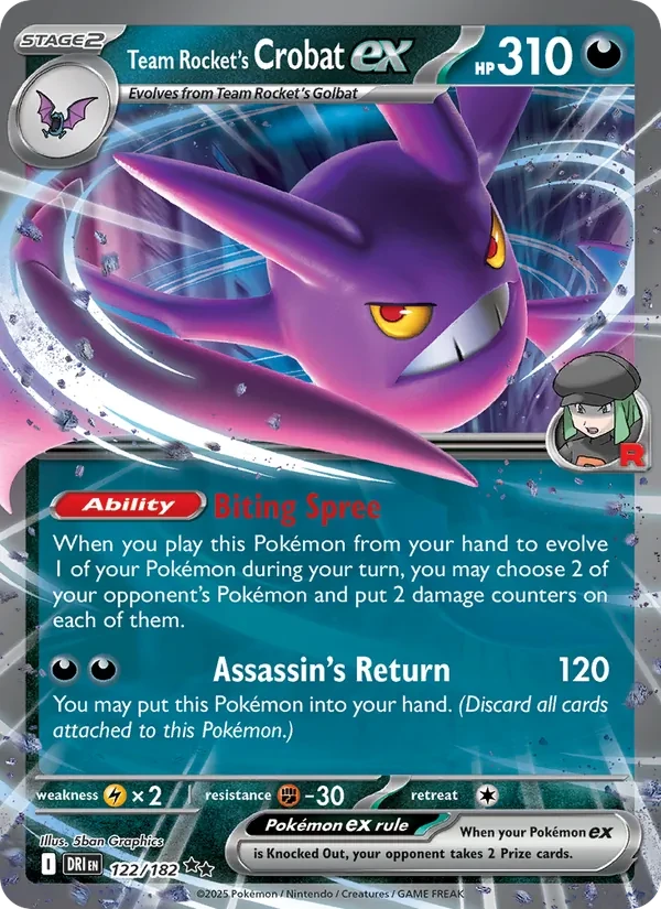 Team Rocket's Crobat ex 122/182 Destined Rivals Pokémon card
