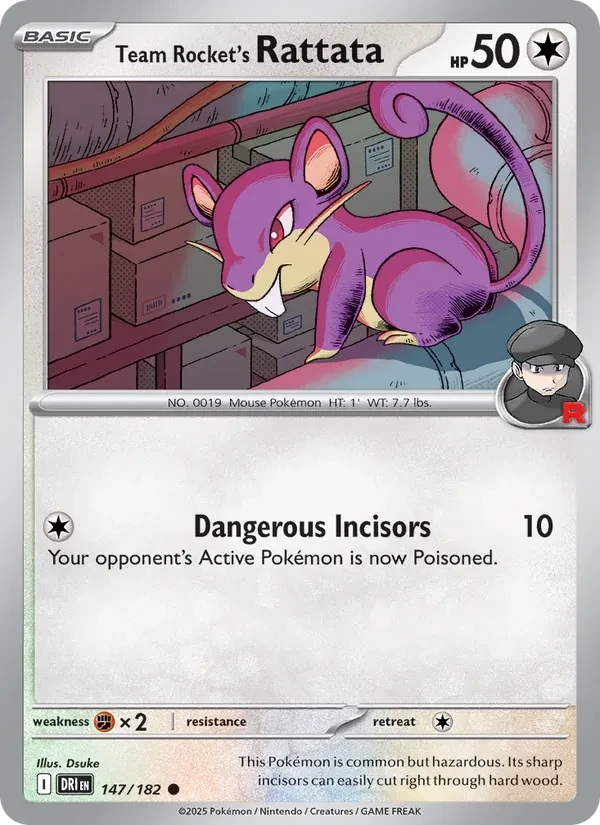 Team Rocket's Rattata 147/182 Destined Rivals Pokémon Karte