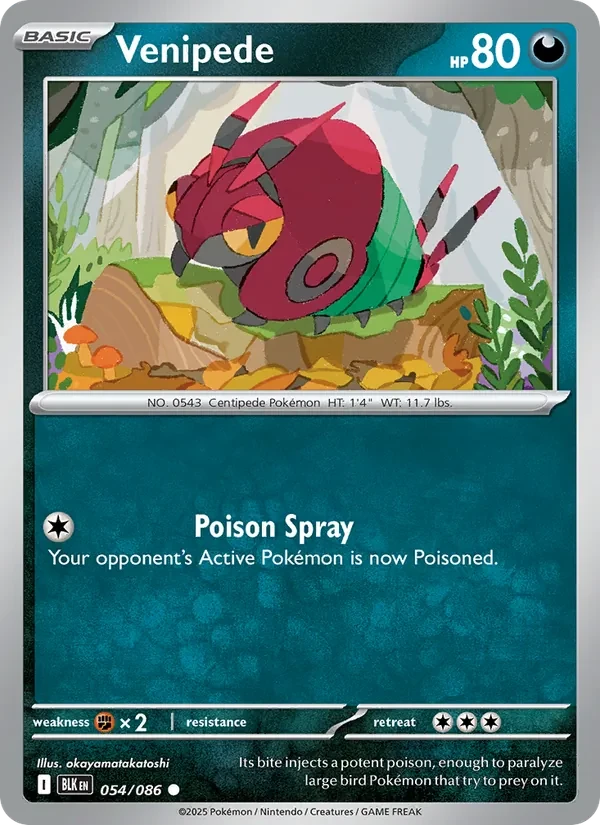 Venipede 054/86 Black Bolt Pokémon card