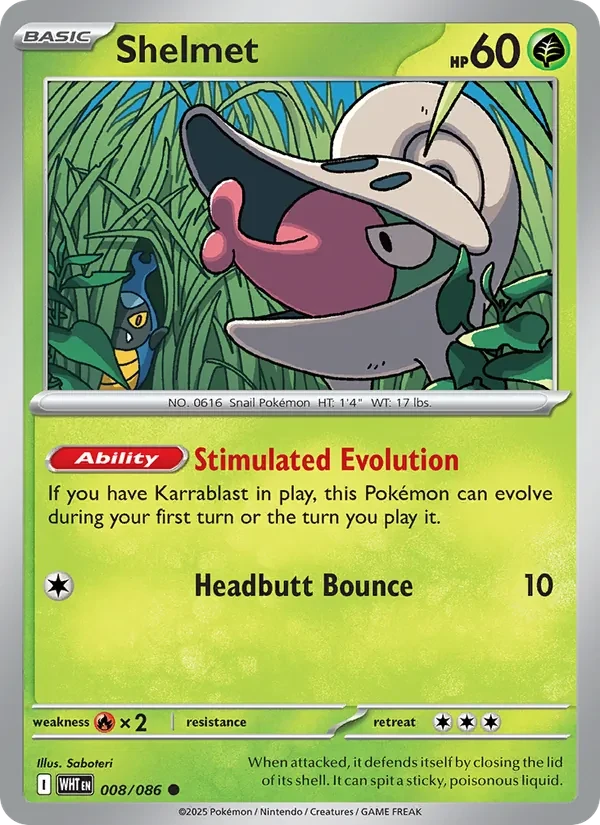 Shelmet 008/86 White Flare Pokémon card