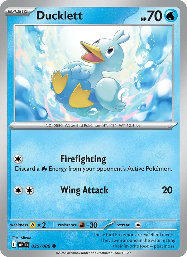 Ducklett 025/86 White Flare Pokémon card