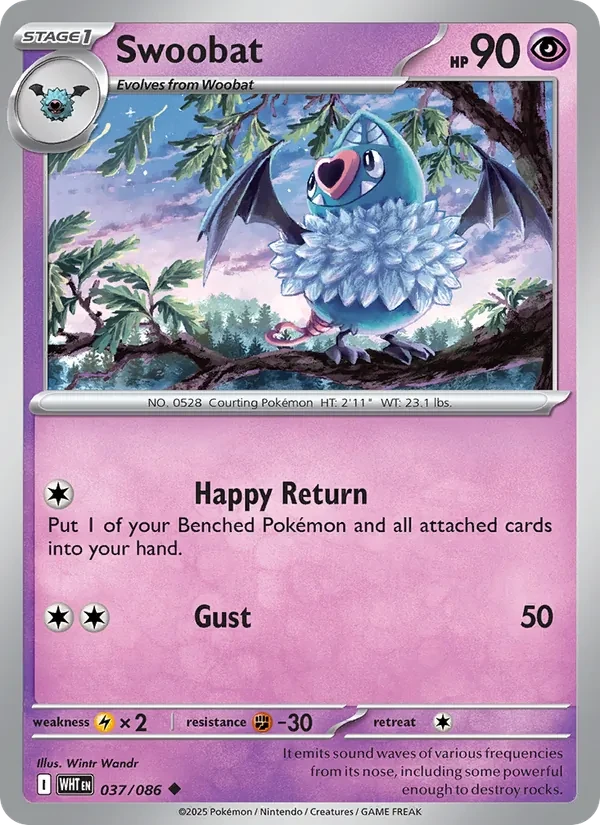 Swoobat 037/86 White Flare Pokémon card