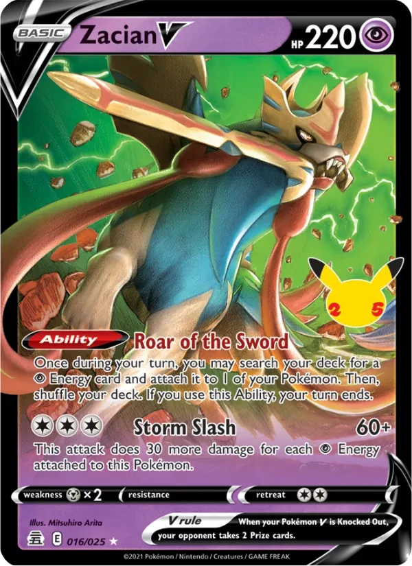 Zacian V 16/25 Celebrations Pokémon card