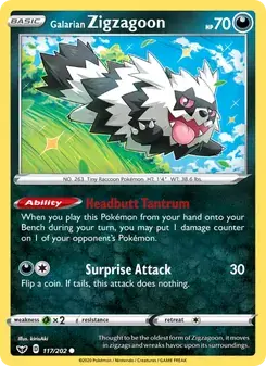 Galarian Zigzagoon 117/202 Sword & Shield Pokémon card