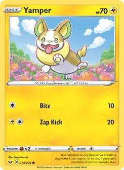 Yamper 74/202 Sword & Shield Pokémon card